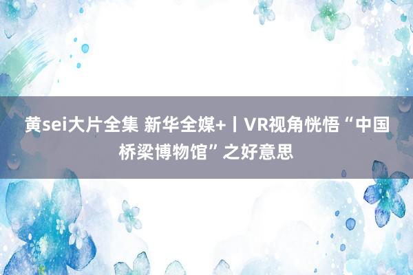 黄sei大片全集 新华全媒+丨VR视角恍悟“中国桥梁博物馆”之好意思